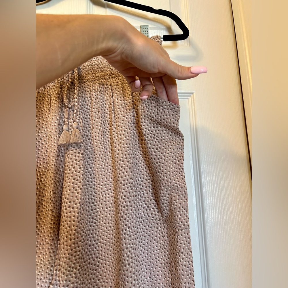 Aerie Smocked Waist Tan Gauze Pants - Picture 8 of 12